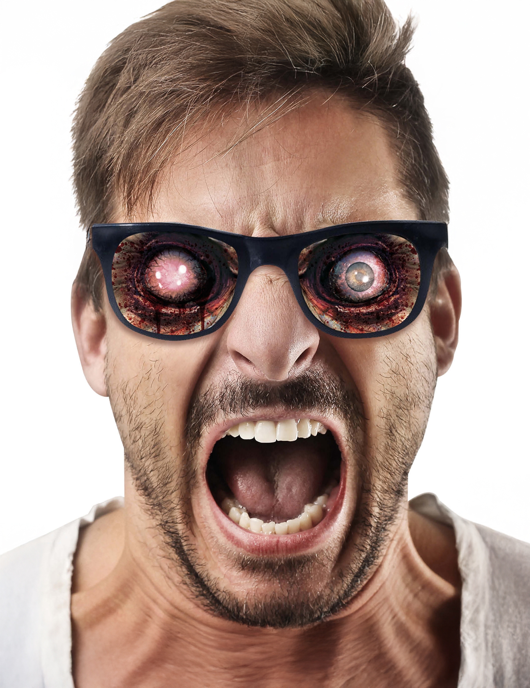 Brille Zombie Augen für Erwachsene Schwarz Halloween von FIESTAS GUIRCA, S.L.