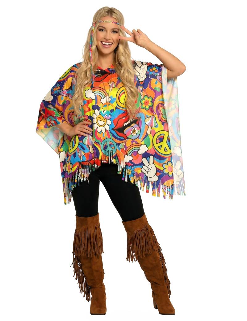 Bunter Hippie Poncho für Erwachsene von FIESTAS GUIRCA, S.L.