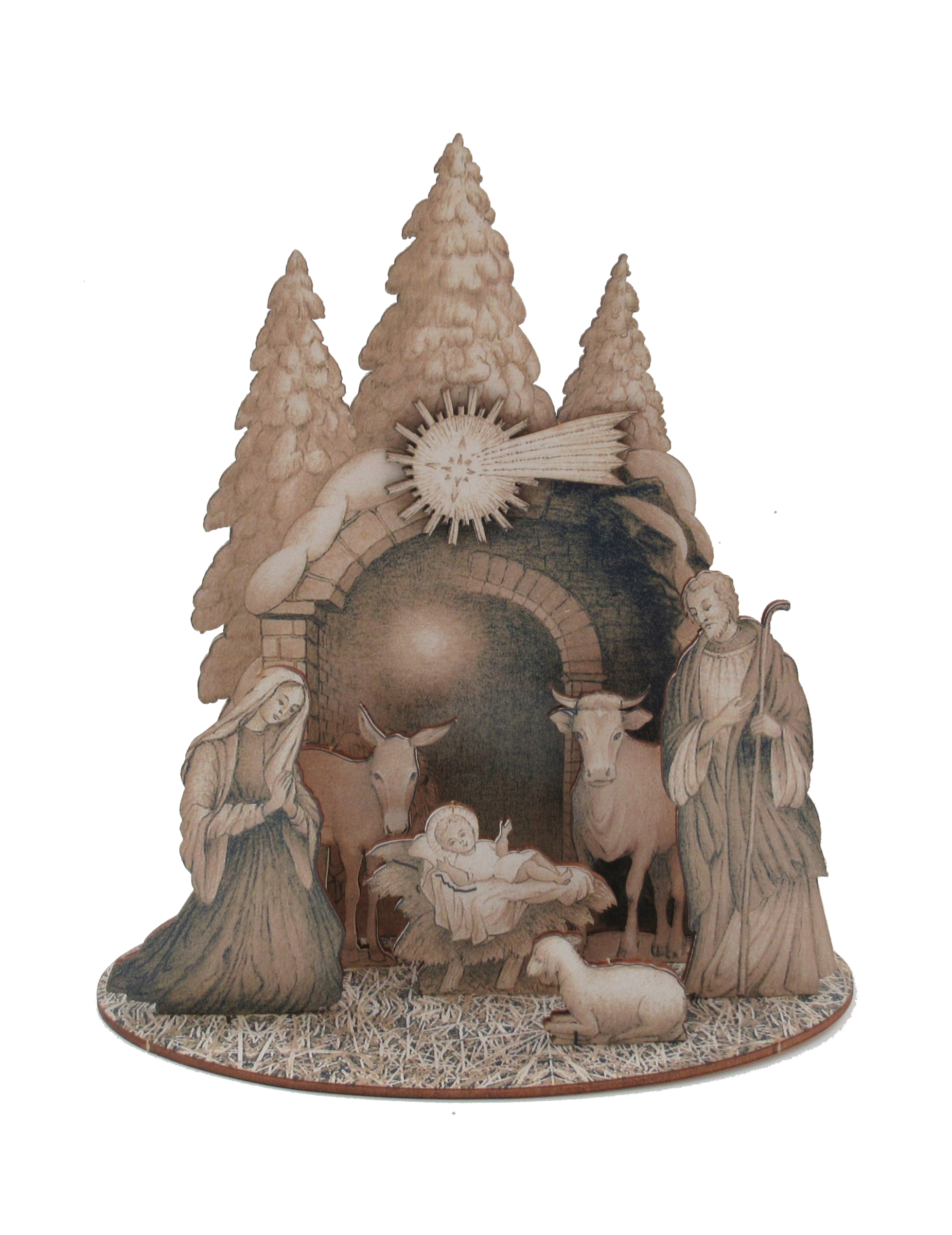 Traditionelle Weihnachtskrippe aus Holz mit Fächern braun 20 x 22 cm von GIOCOPLAST NATALE S.P.A