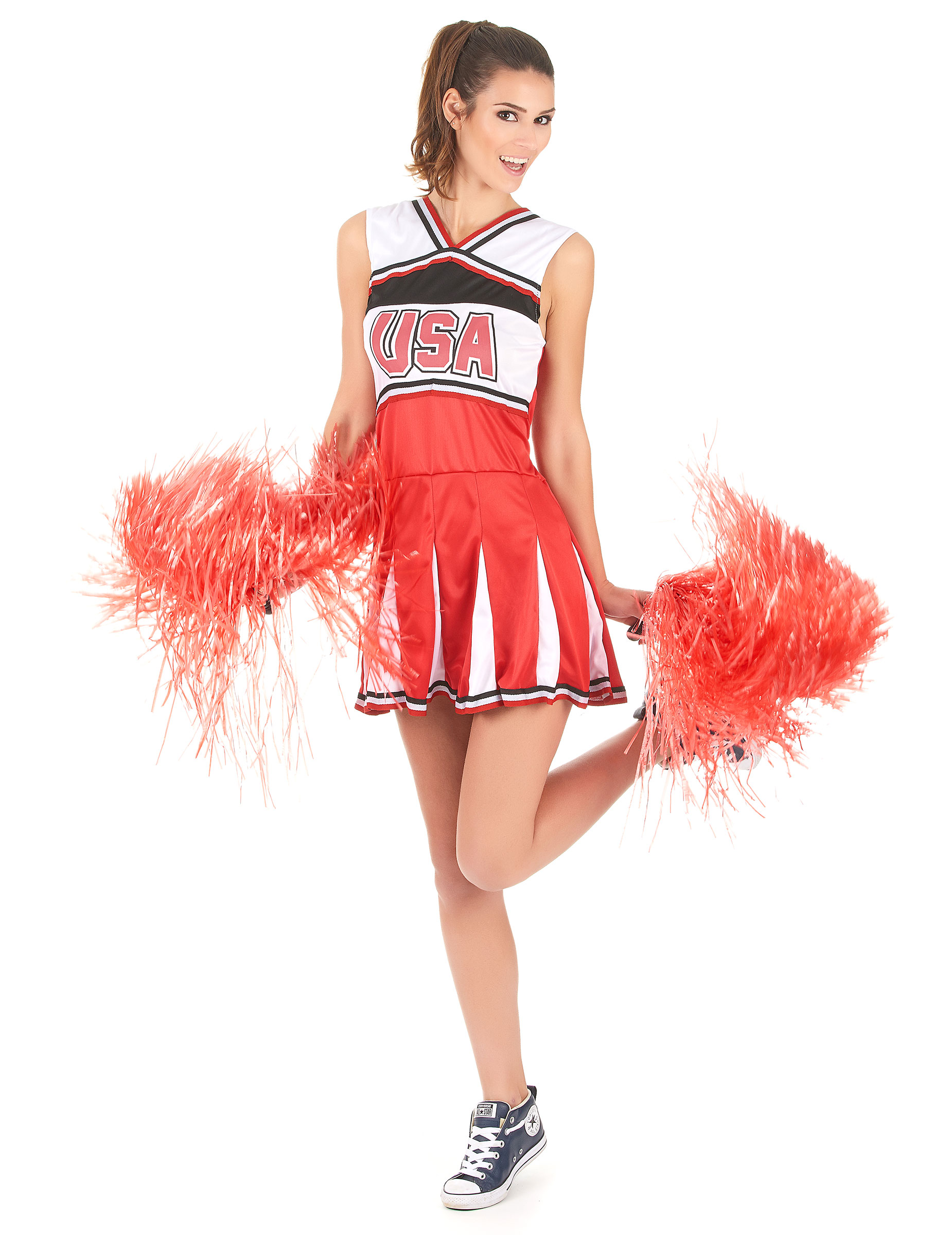 Cheerleaderin Damenkostüm Sportlerin weiss-rot-schwarz von FIESTAS GUIRCA, S.L.
