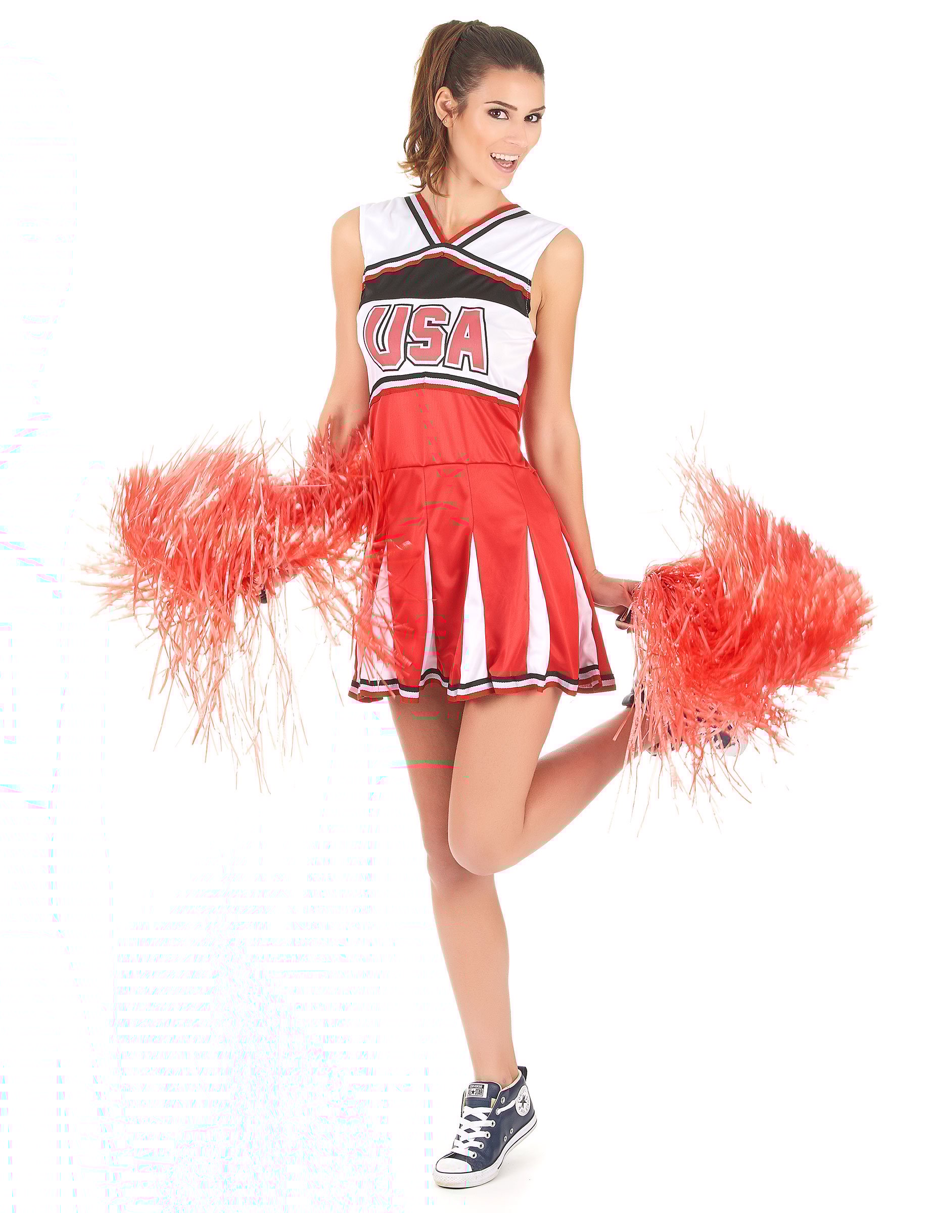 Cheerleaderin Damenkostüm Sportlerin weiss-rot-schwarz von FIESTAS GUIRCA, S.L.