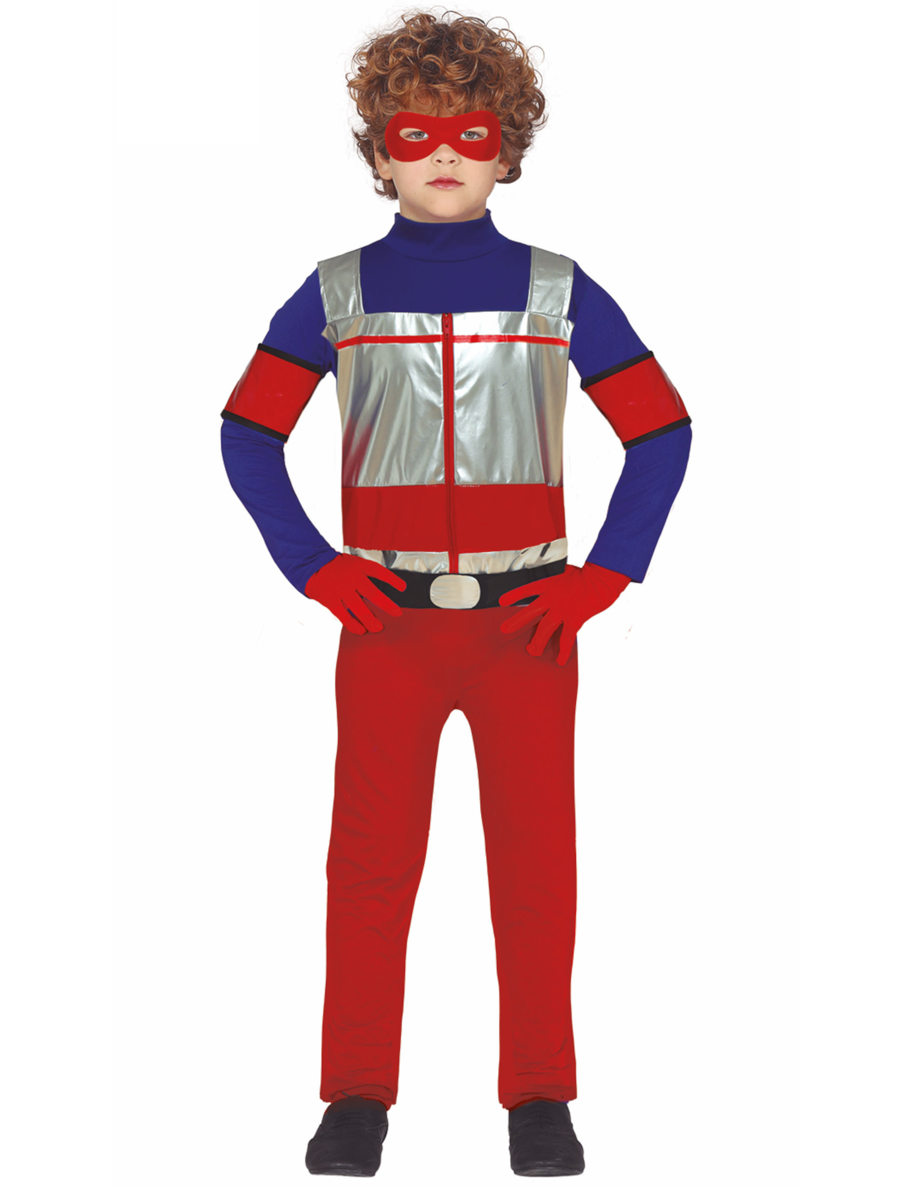 Cooles Superhelden-Kinderkostüm TV-Held silberfarben-rot-blau von FIESTAS GUIRCA, S.L.