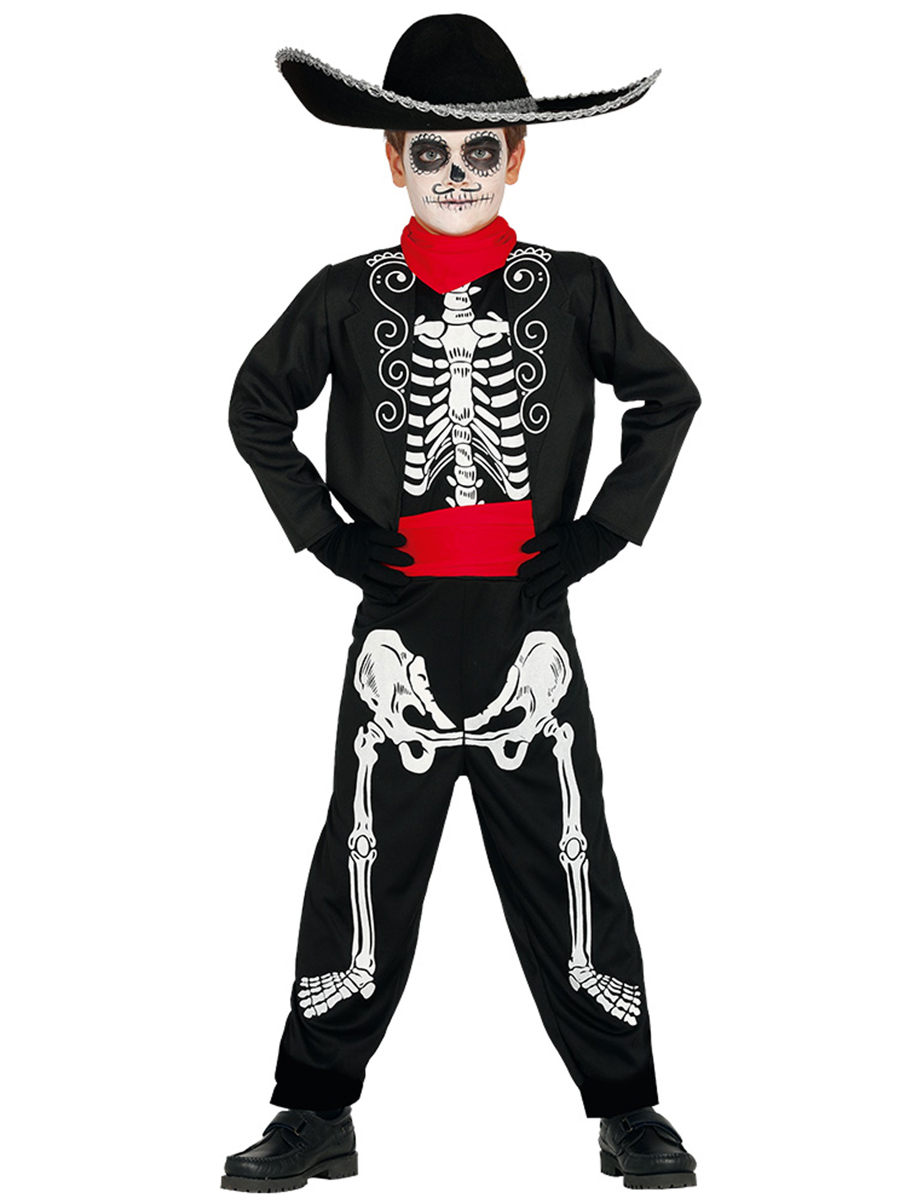 Día de los Muertos Skelettkostüm für Jungen Halloween schwarz-weiss Día de los Muertos Skelettkostüm für Jungen Halloween schwarz-weiss von FIESTAS GUIRCA, S.L.