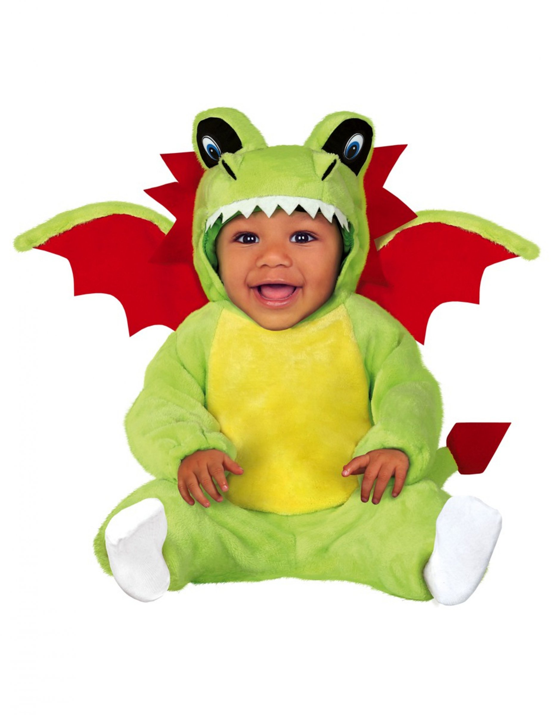 Drachen-Kostüm Baby-Kostüm Kleinkinder-Kostüm Anzug grün-rot-weiss-gelb von FIESTAS GUIRCA, S.L.