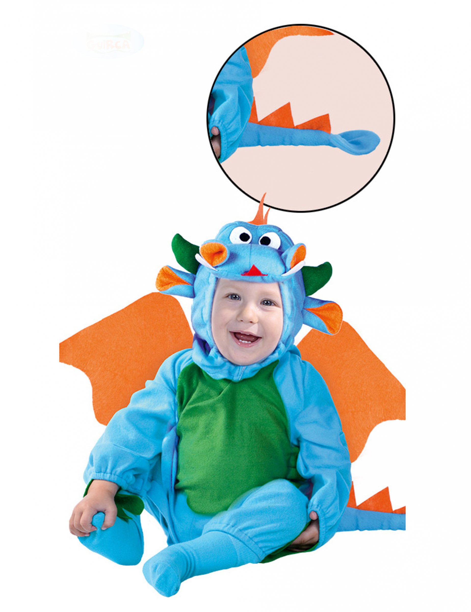 Drachenkostüm für Babys blau-grün-orangefarben von FIESTAS GUIRCA, S.L.