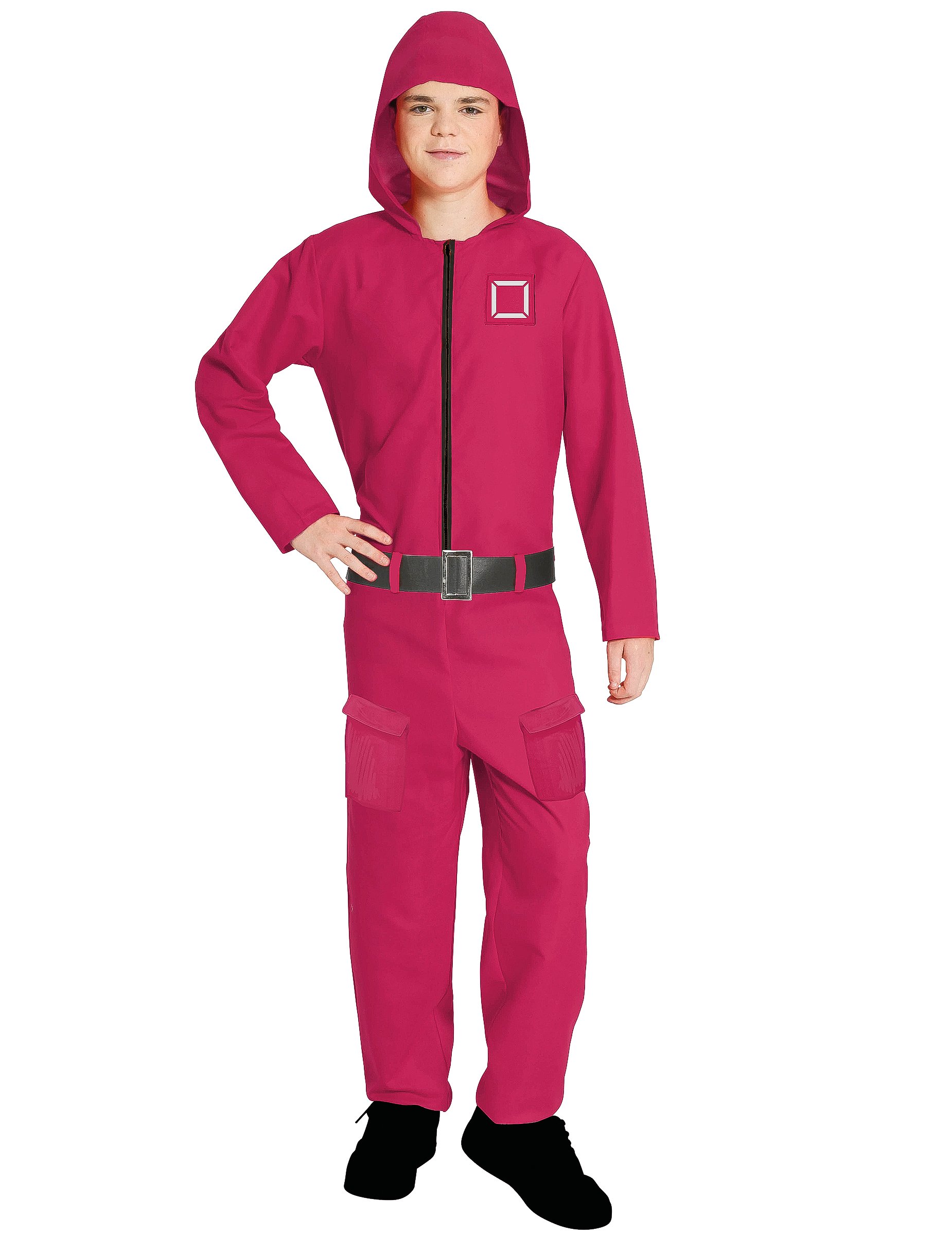 Dystopisches Wächterkostüm für Teenager koreanische TV-Show rosafarben-schwarz von FIESTAS GUIRCA, S.L.