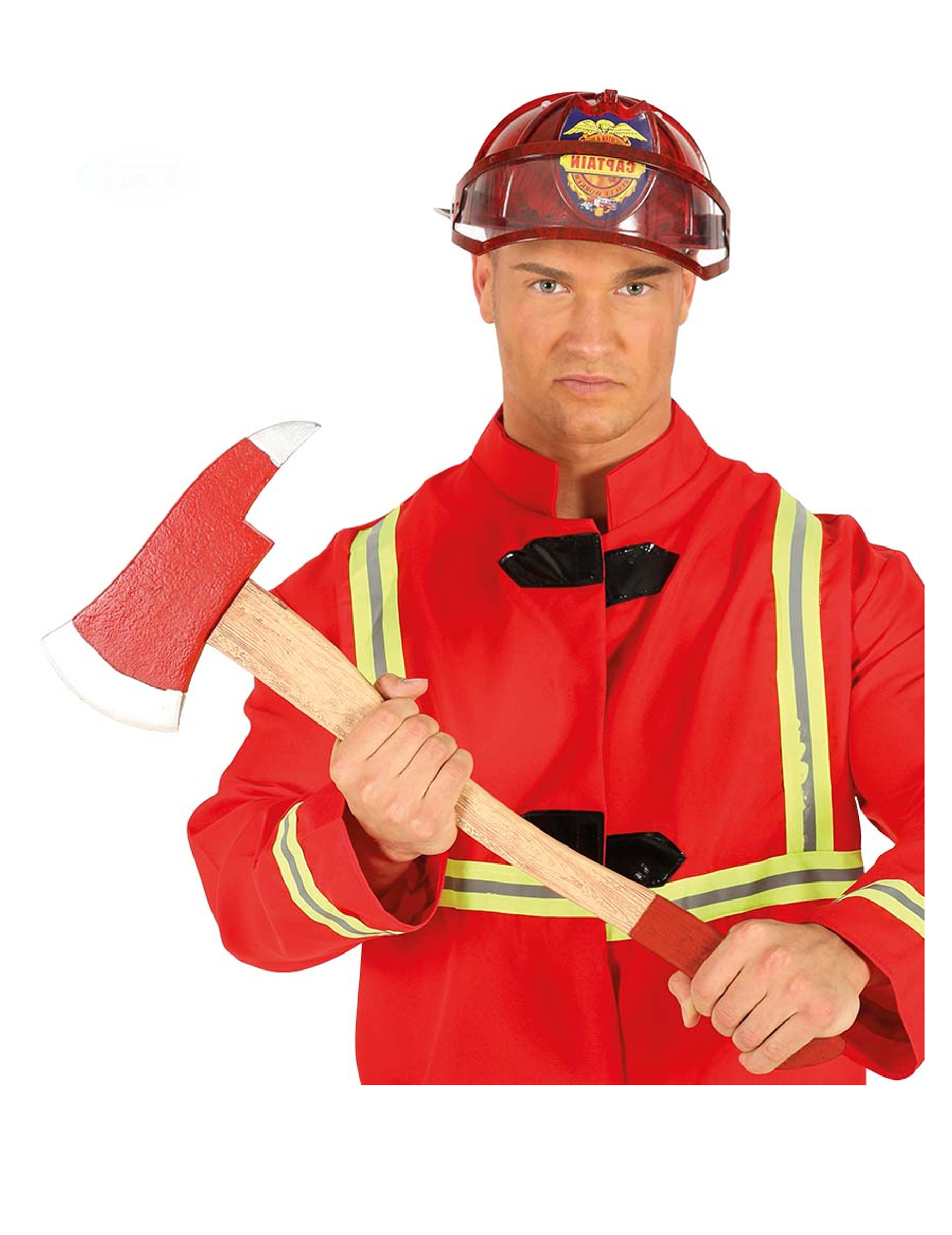 Feuerwehraxt für Erwachsene Kostümzubehör rot-braun von FIESTAS GUIRCA, S.L.