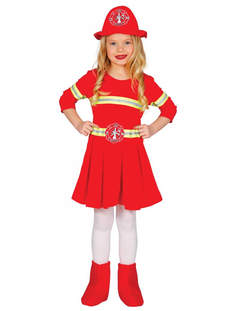 Feuerwehrfrau-Kinderkostüm Uniform rot von FIESTAS GUIRCA, S.L.