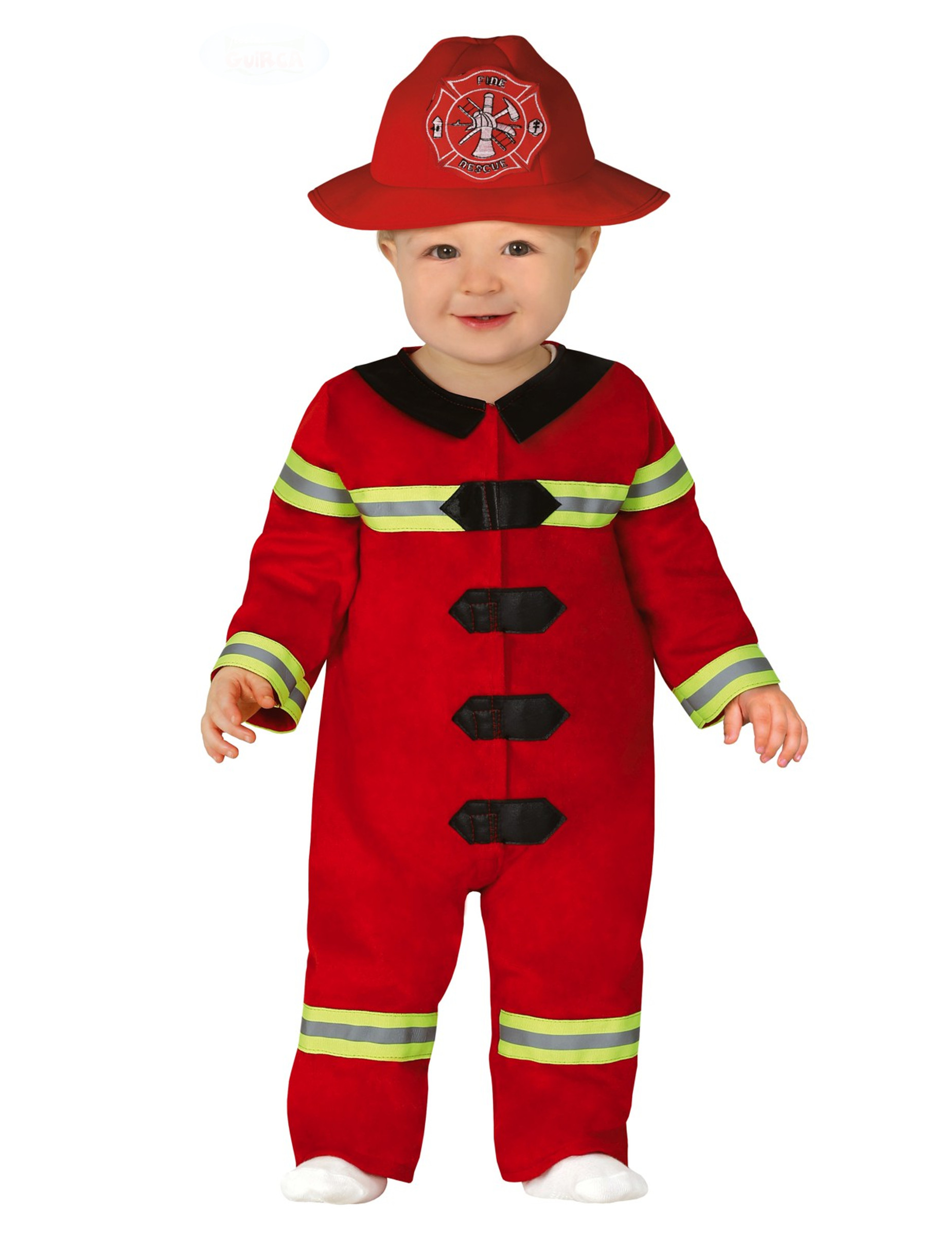 Feuerwehrmann-Kostüm für Babys und Kleinkinder Baby-Kostüm für Karneval rot-schwarz-gelb von FIESTAS GUIRCA, S.L.