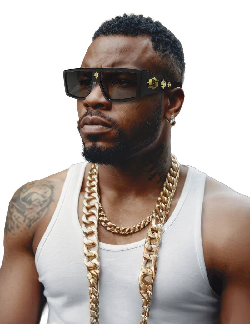 Gangsta-Brille Schwarz und Gold für Erwachsene Gangsta-Brille Schwarz und Gold für Erwachsene von FIESTAS GUIRCA, S.L.