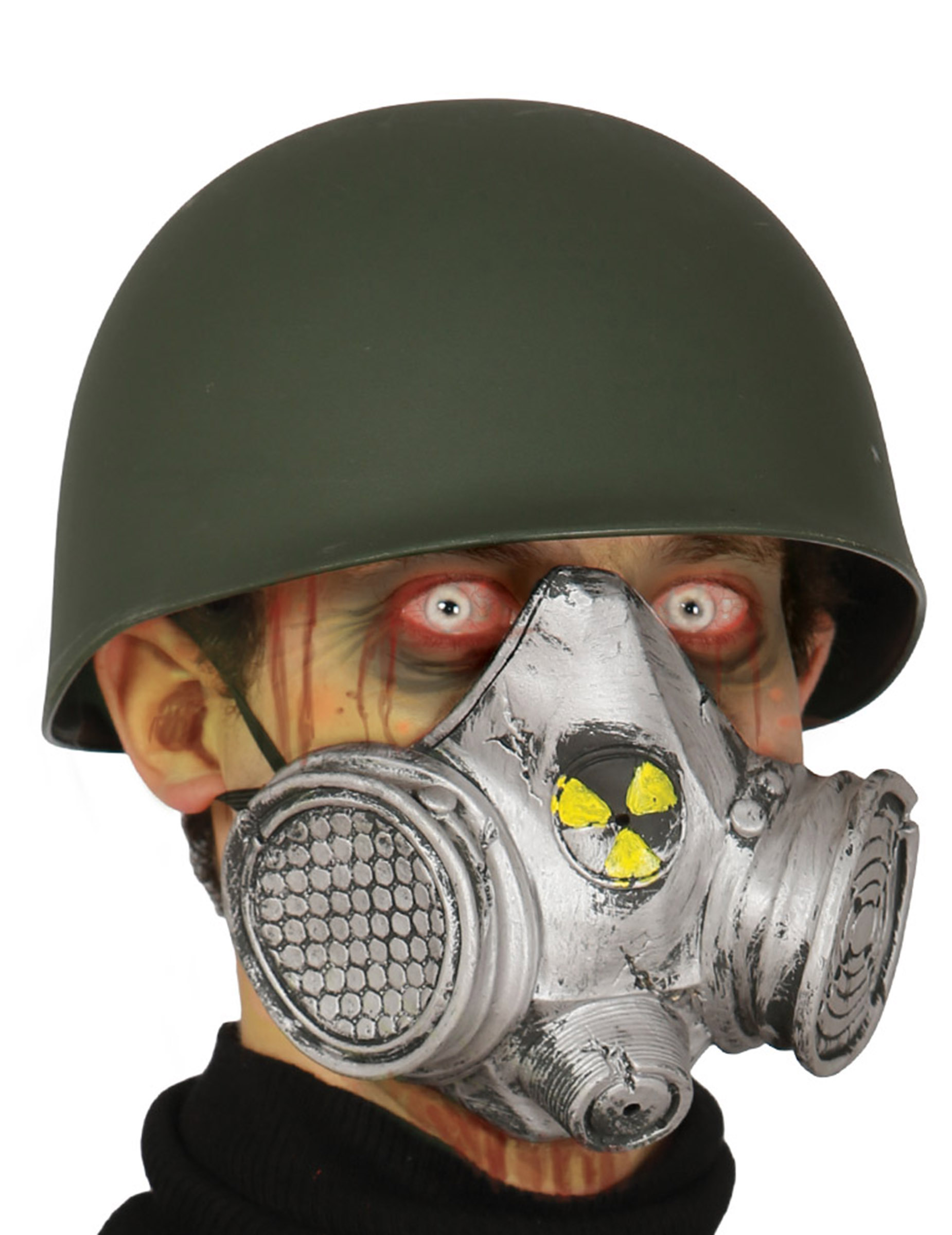 Gas-Maske Zombie-Apokalypse Halloween-Maske silber von FIESTAS GUIRCA, S.L.
