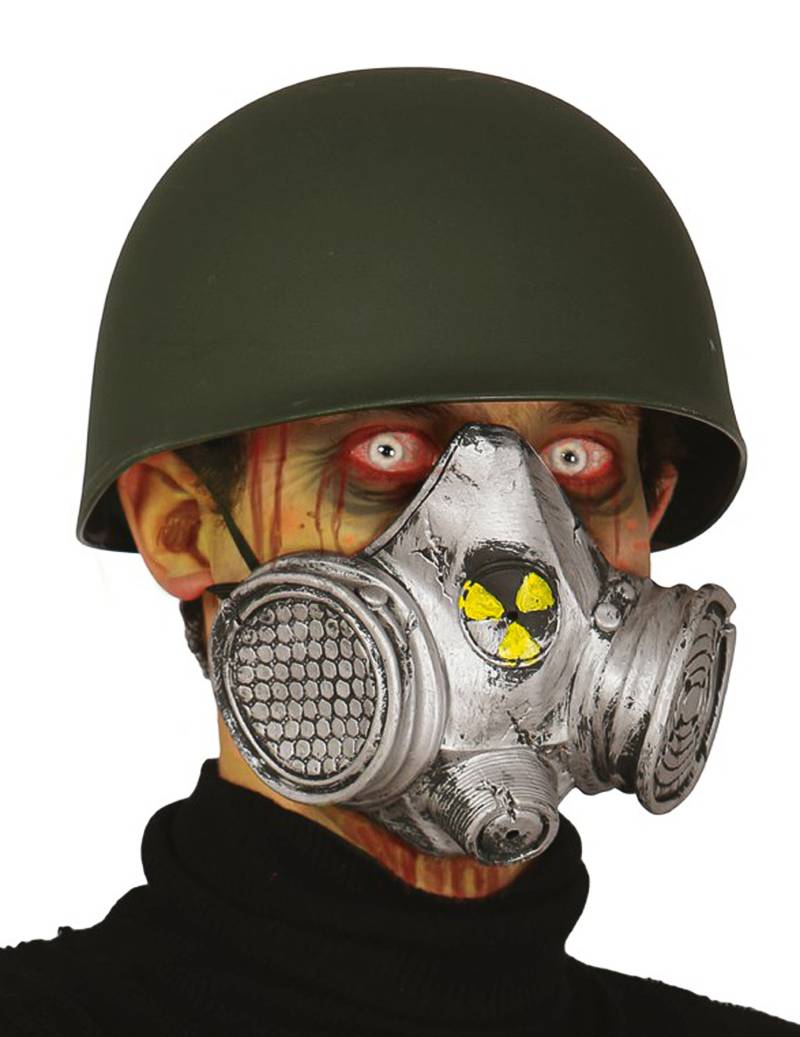 Gas-Maske Zombie-Apokalypse Halloween-Maske silber von FIESTAS GUIRCA, S.L.