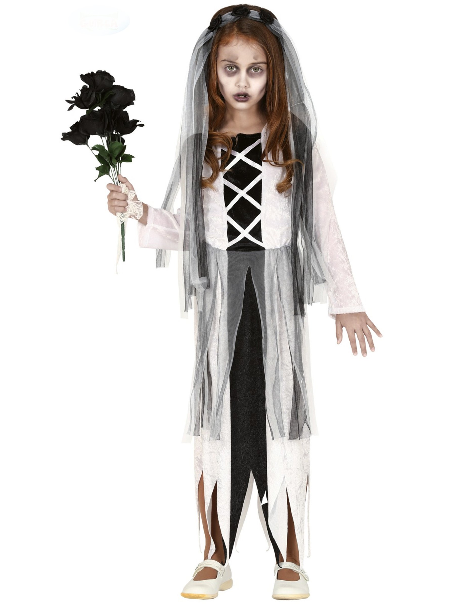 Geister-Brautkostüm für Mädchen Halloween-Kostüm schwarz-weiss von FIESTAS GUIRCA, S.L.