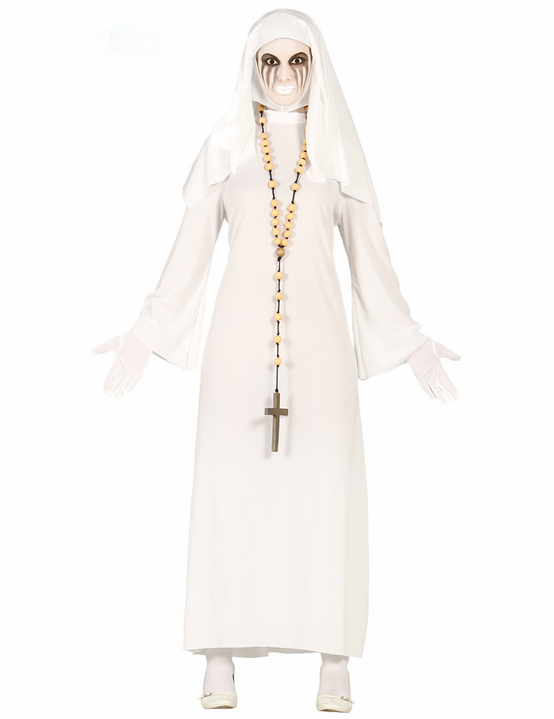 Geister-Nonnen-Kostüm für Damen Halloween-Kostüm weiss von FIESTAS GUIRCA, S.L.