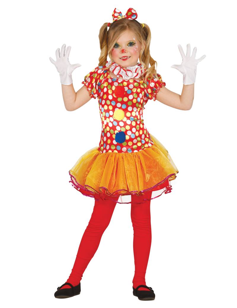 Gepunktetes Clowns-Mädchenkostüm bunt von FIESTAS GUIRCA, S.L.