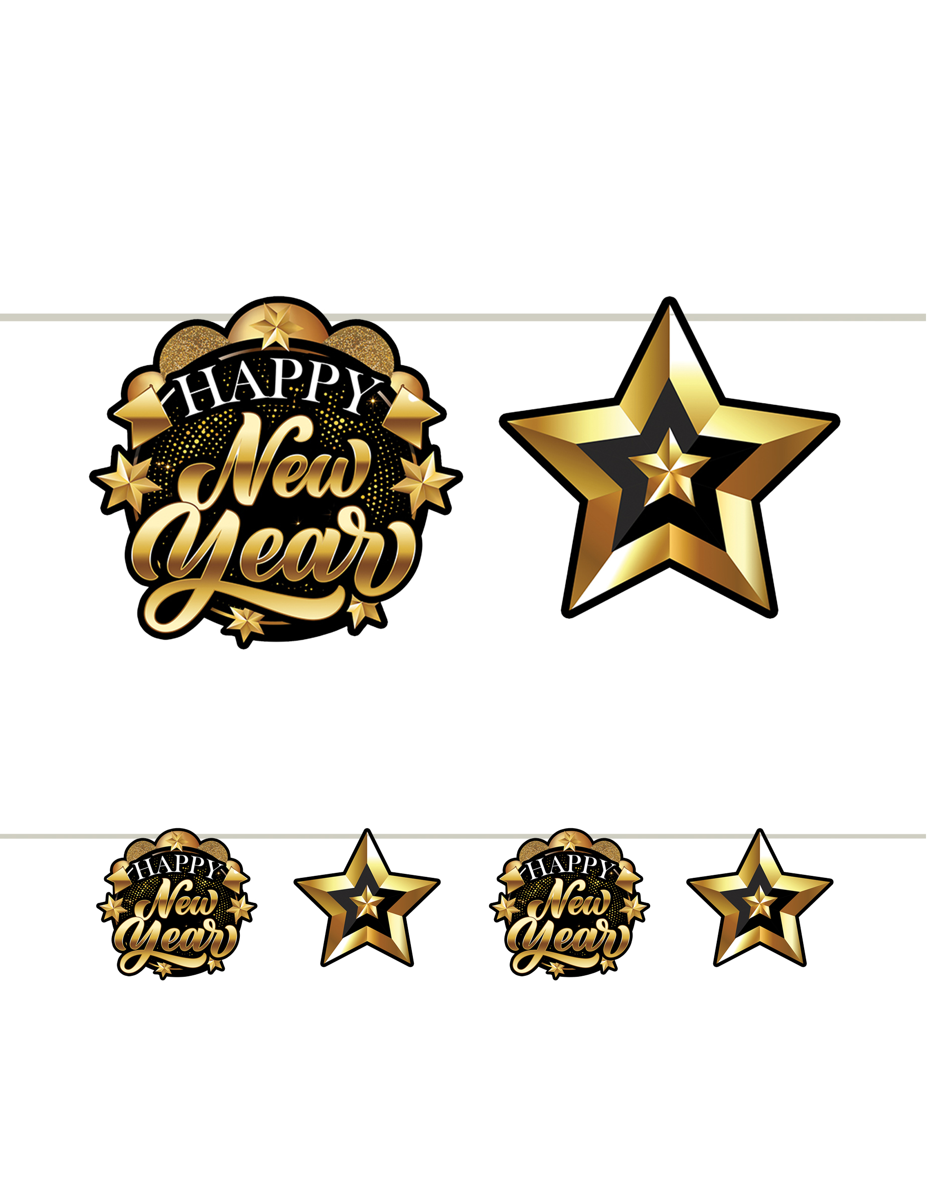 Girlande Happy New Year Schwarz Gold Karton 3m von FIESTAS GUIRCA, S.L.
