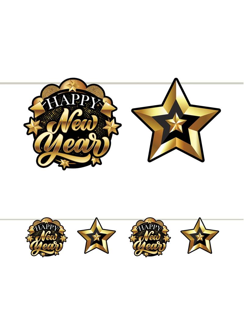 Girlande Happy New Year Schwarz Gold Karton 3m Girlande Happy New Year Schwarz Gold Karton 3m von FIESTAS GUIRCA, S.L.