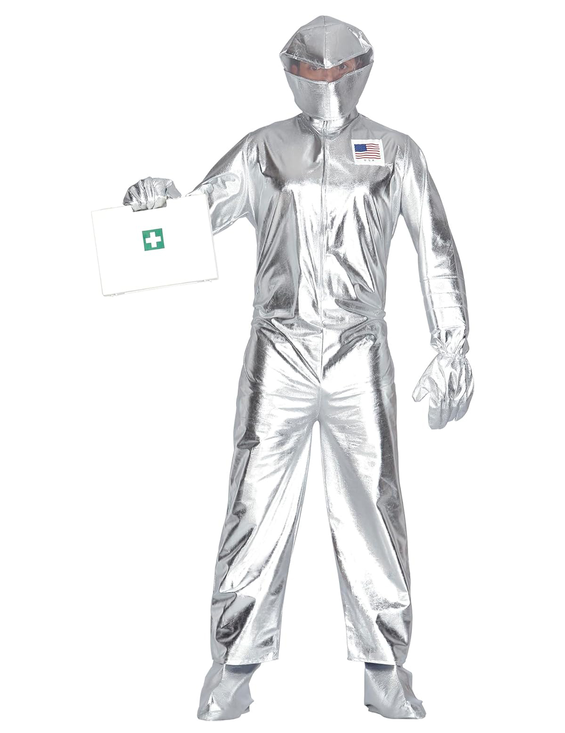 Glänzendes Astronauten-Kostüm Raumfahrer für Erwachsene silber Glänzendes Astronauten-Kostüm Raumfahrer für Erwachsene silber von FIESTAS GUIRCA, S.L.