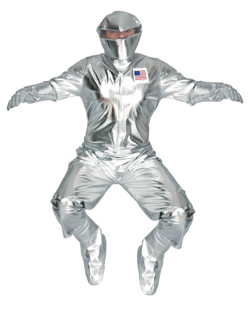 Glänzendes Astronauten-Kostüm Raumfahrer für Erwachsene silber von FIESTAS GUIRCA, S.L.