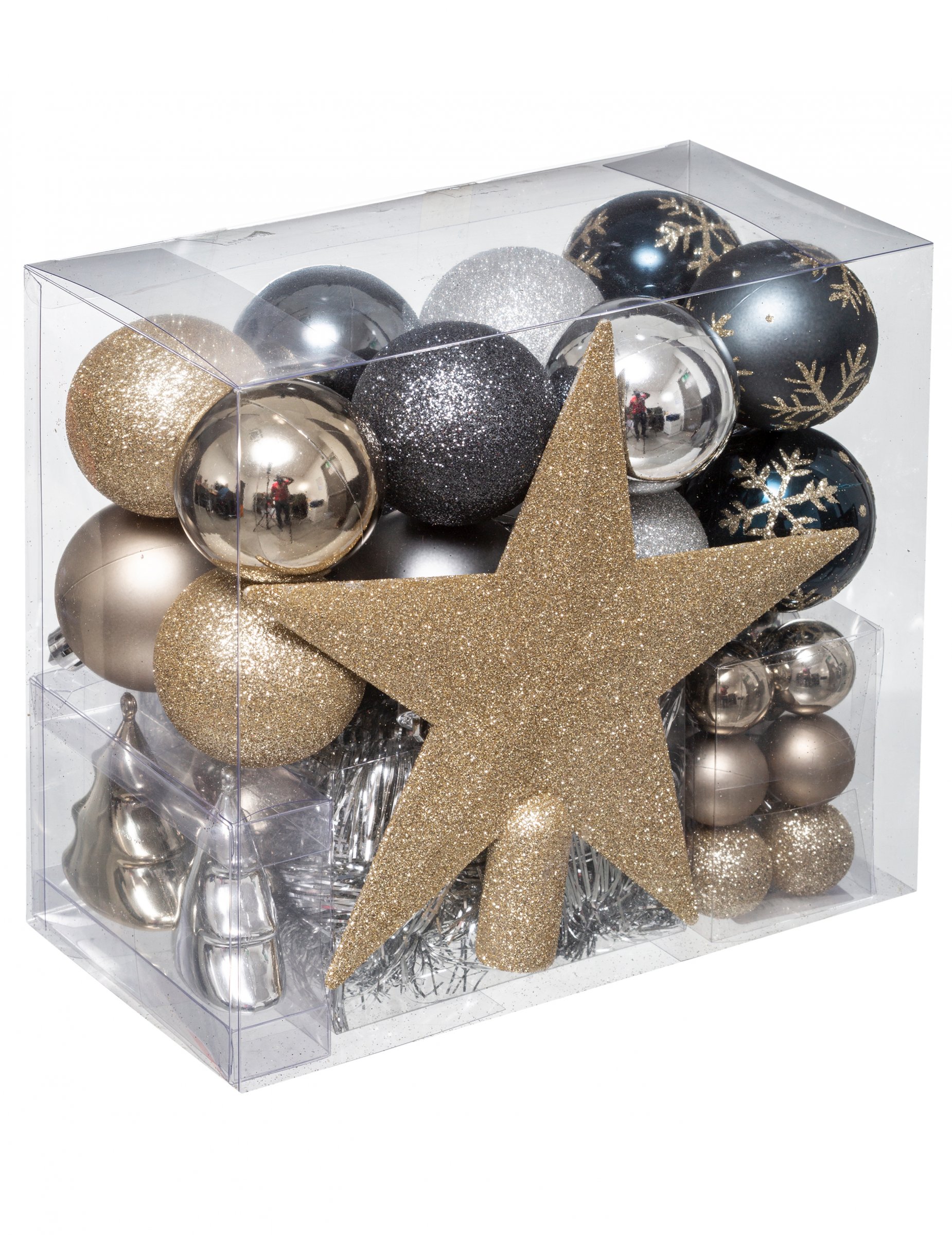 Eindrucksvolles Christbaum-Schmuckset 44-teilig gold-silberfarben Eindrucksvolles Christbaum-Schmuckset 44-teilig gold-silberfarben von JJA
