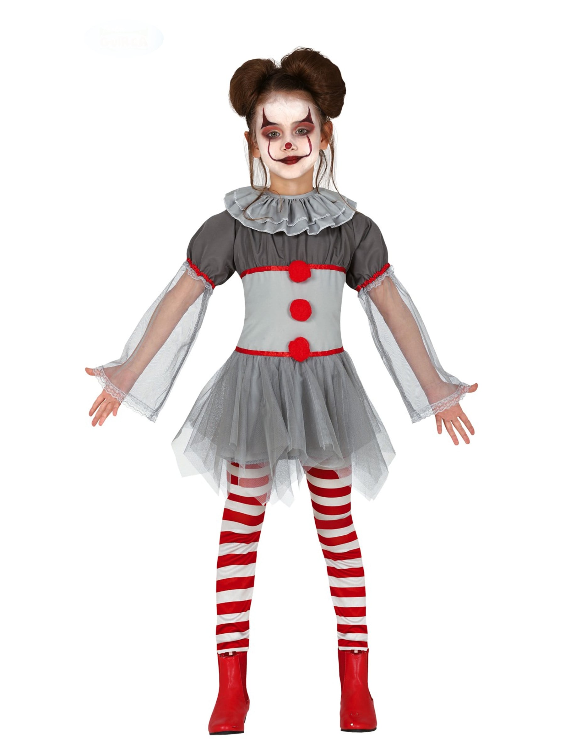 Halloween-Clown-Kostüm für Mädchen rot-grau-weiß von FIESTAS GUIRCA, S.L.