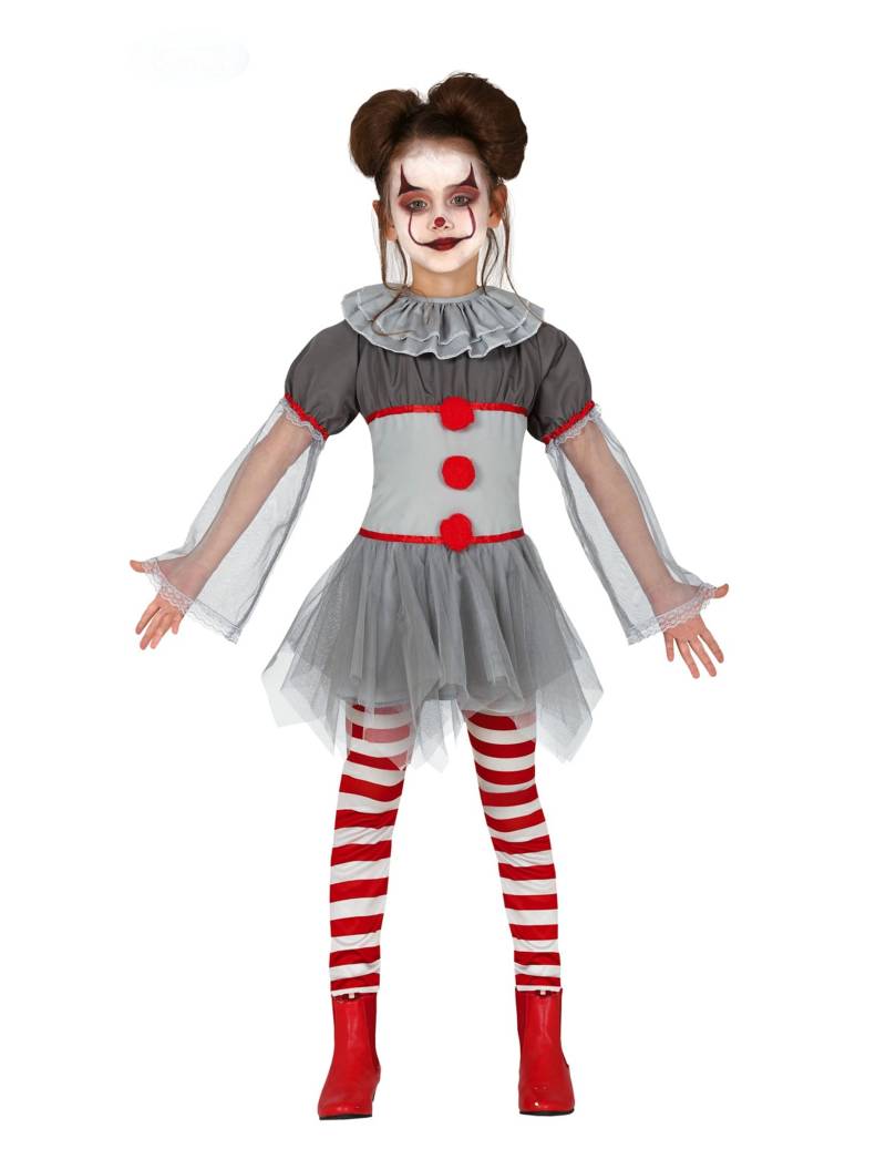 Halloween-Clown-Kostüm für Mädchen rot-grau-weiß von FIESTAS GUIRCA, S.L.