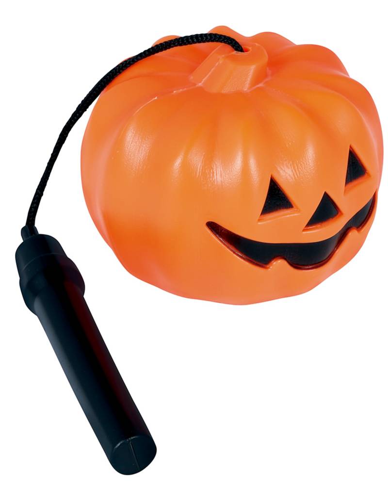 Halloween Kürbis Taschenlampe schwarz-orange 25 cm lang von FIESTAS GUIRCA, S.L.