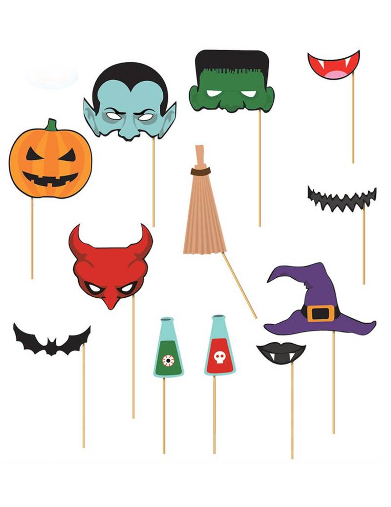 Halloween Photobooth-Set 12-teilig bunt von FIESTAS GUIRCA, S.L.