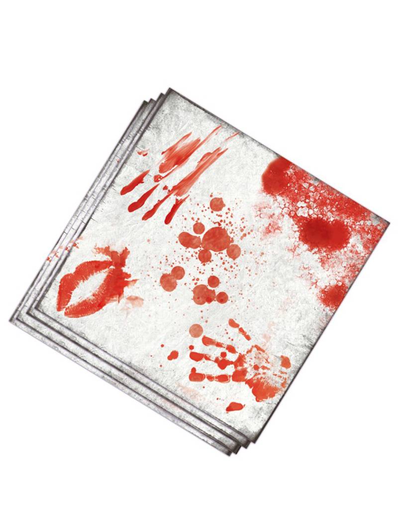 Halloween-Servietten blutige Hand Papierservietten 12 Stück rot-weiss 33x33cm von FIESTAS GUIRCA, S.L.