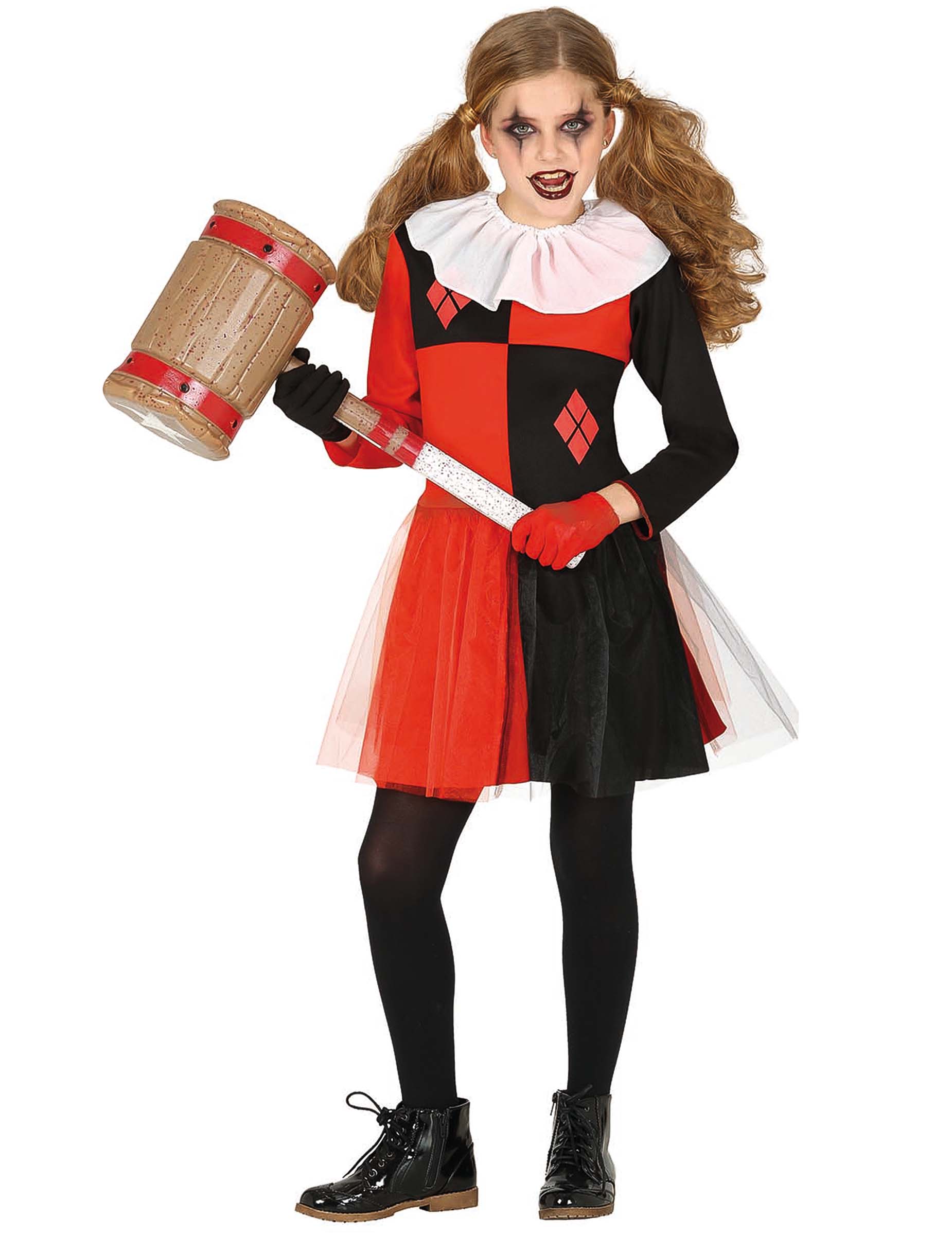 Harlekin Kostüm für Mädchen Halloween rot-schwarz von FIESTAS GUIRCA, S.L.