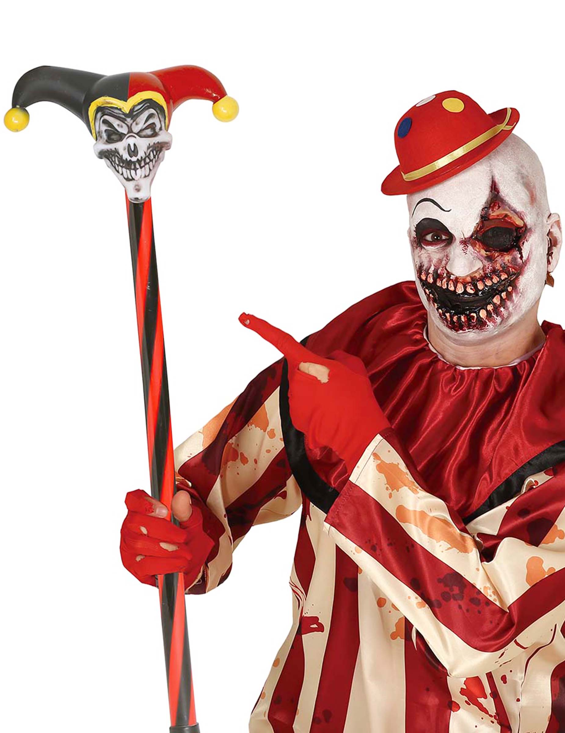 Harlekin Narrenstab Kostümaccessoire 90 cm rot-schwarz von FIESTAS GUIRCA, S.L.