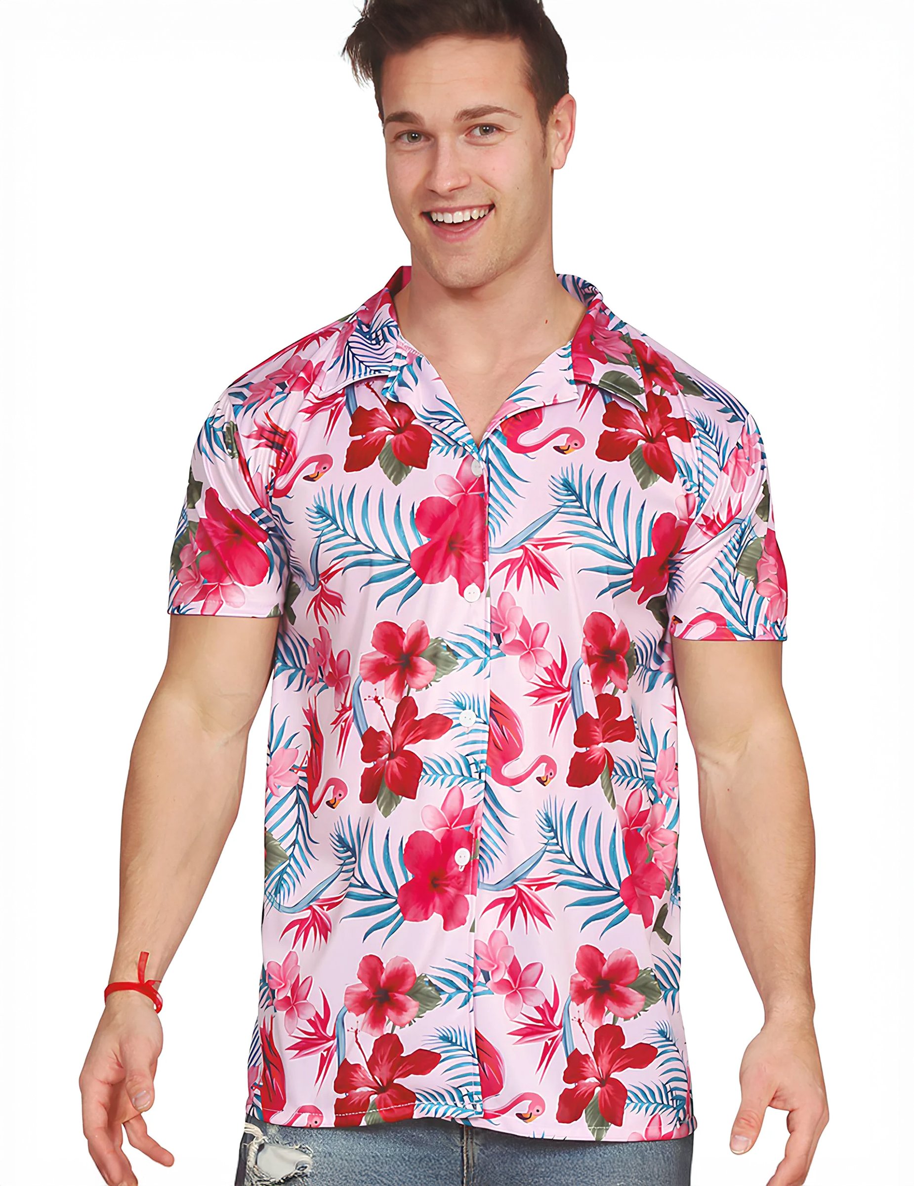 Hawaii Hemd Flamingo für Erwachsene rosa von FIESTAS GUIRCA, S.L.