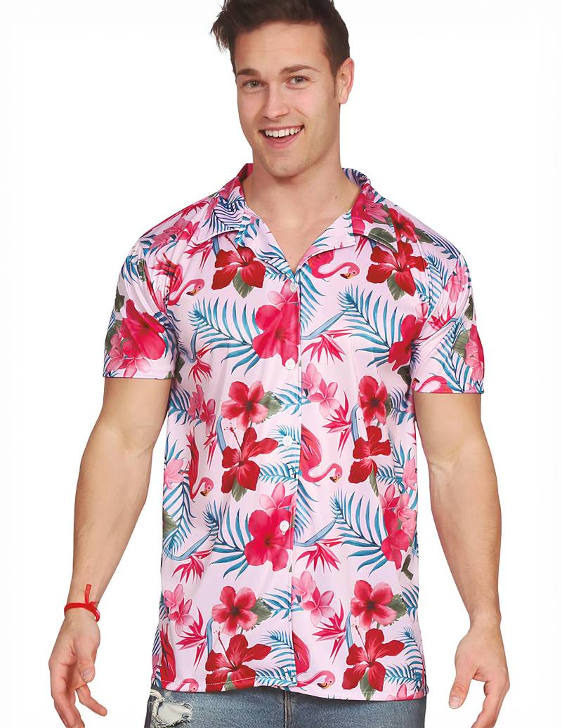 Hawaii Hemd Flamingo für Erwachsene rosa von FIESTAS GUIRCA, S.L.