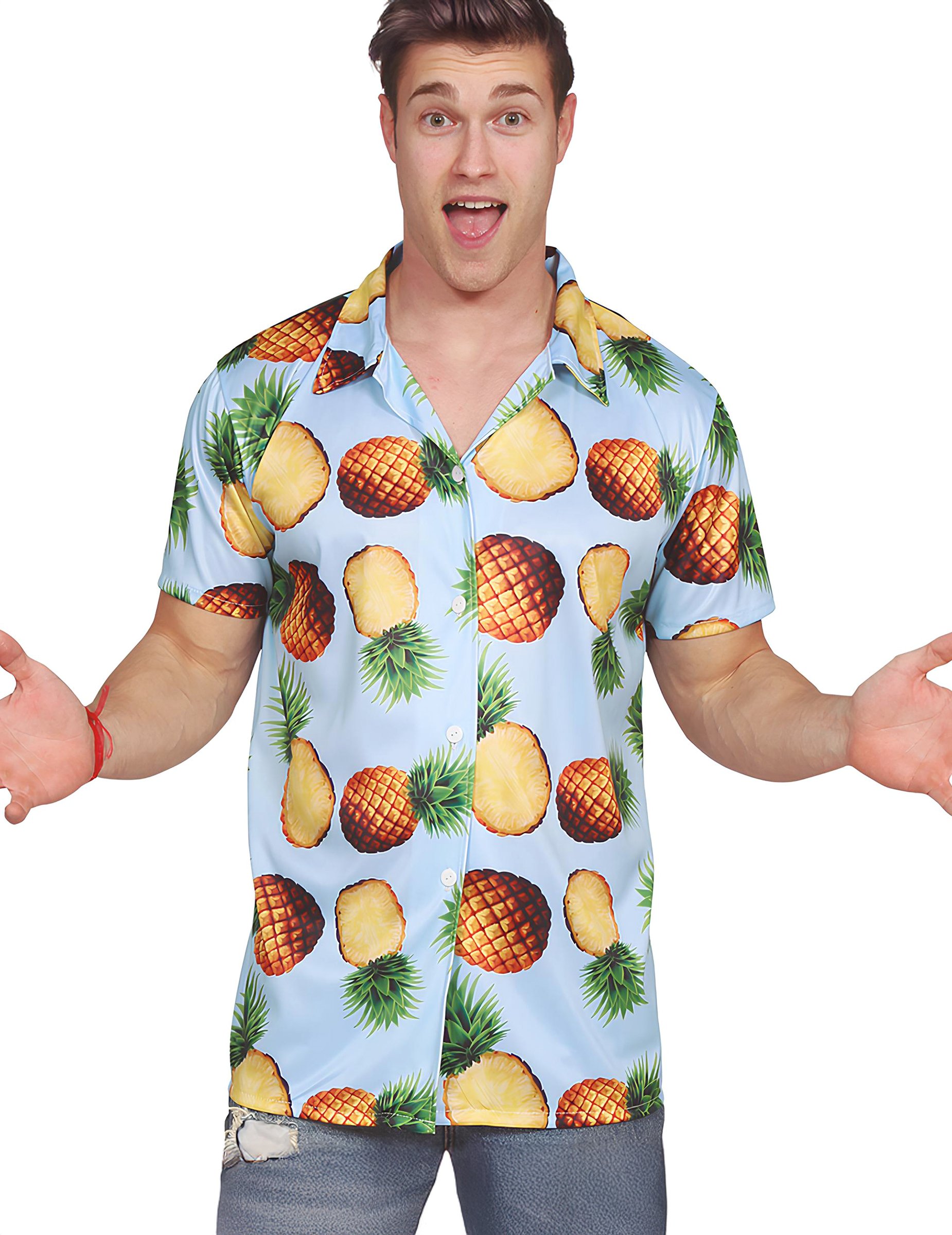 Hawaii Hemd Herren Ananas Motiv hellblau von FIESTAS GUIRCA, S.L.
