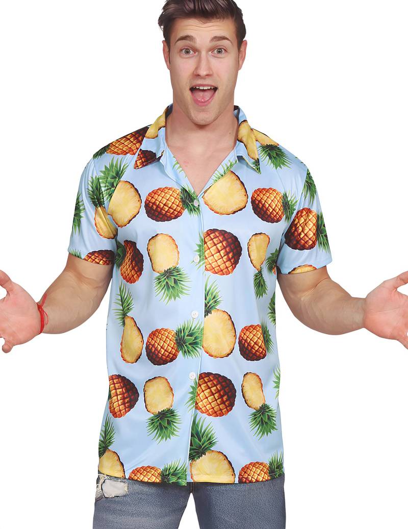Hawaii Hemd Herren Ananas Motiv hellblau von FIESTAS GUIRCA, S.L.