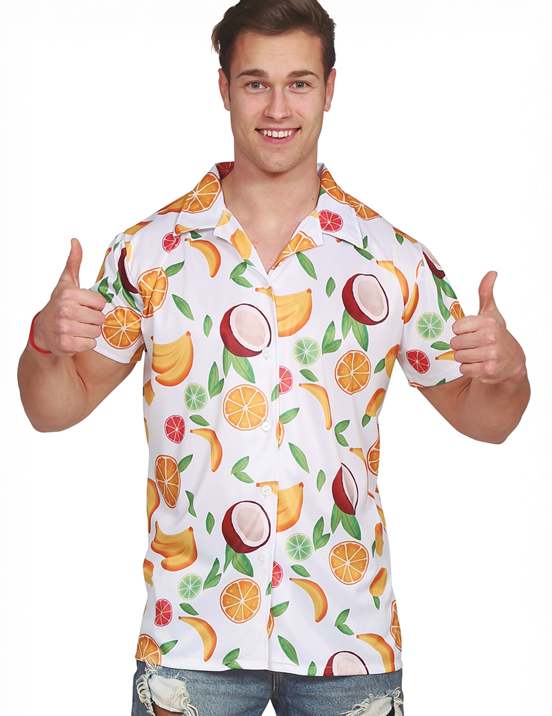 Hawaii Hemd Herren mit exotischen Früchten weiß-bunt Hawaii Hemd Herren mit exotischen Früchten weiß-bunt von FIESTAS GUIRCA, S.L.