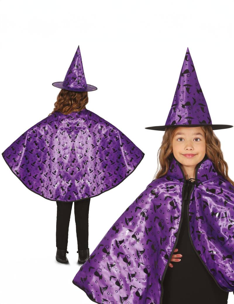 Hexen Set für Kinder mit Umhang und Hut violett von FIESTAS GUIRCA, S.L.