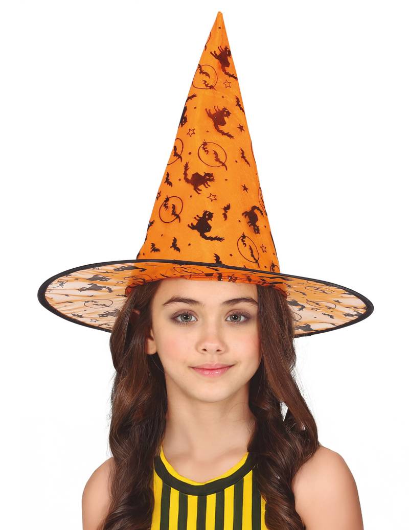Hexenhut orange-schwarz für Kinder Halloween Hexenhut orange-schwarz für Kinder Halloween von FIESTAS GUIRCA, S.L.