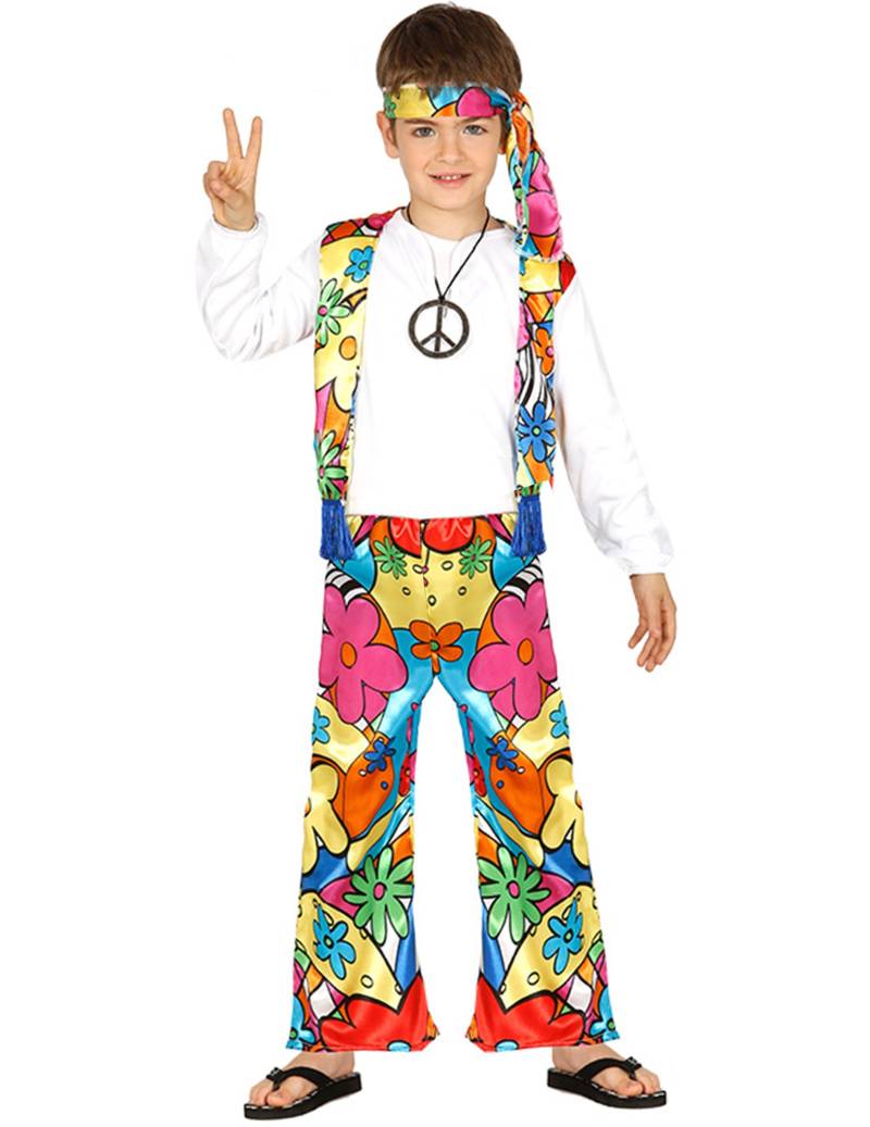 Hippie-Kinderkostüm mit Blumen 60er-Jahre bunt von FIESTAS GUIRCA, S.L.