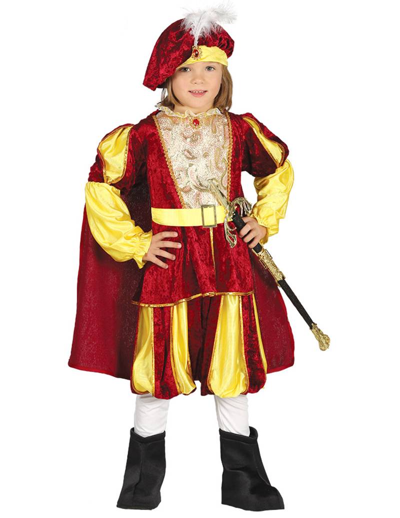 Hochwertiges Prinzenkostüm für Kinder Märchenprinz-Kostüm rot-gold von FIESTAS GUIRCA, S.L.
