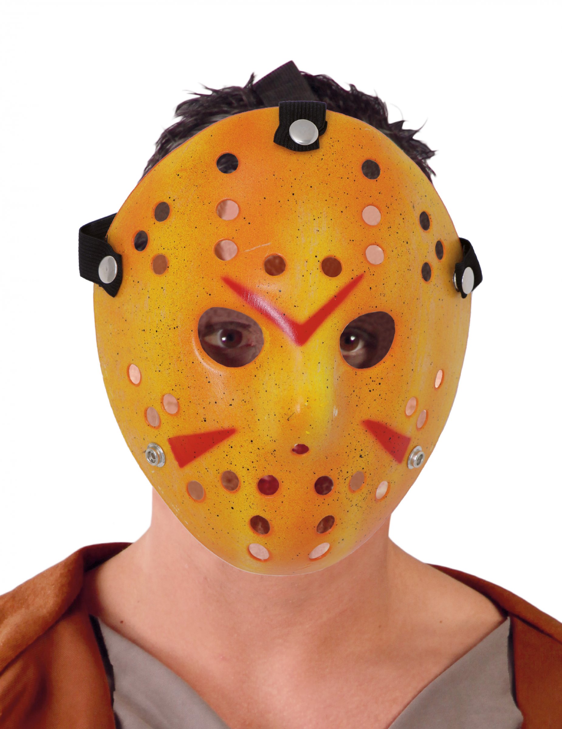 Hockey-Maske Killer-Maske für Halloween weiss-rot von FIESTAS GUIRCA, S.L.