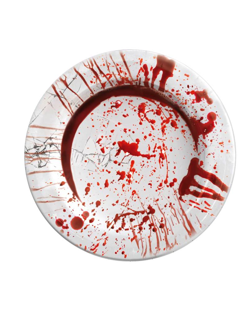 Horror-Teller Blutiger Handabdruck 6 Stück weiss-rot 23cm von FIESTAS GUIRCA, S.L.