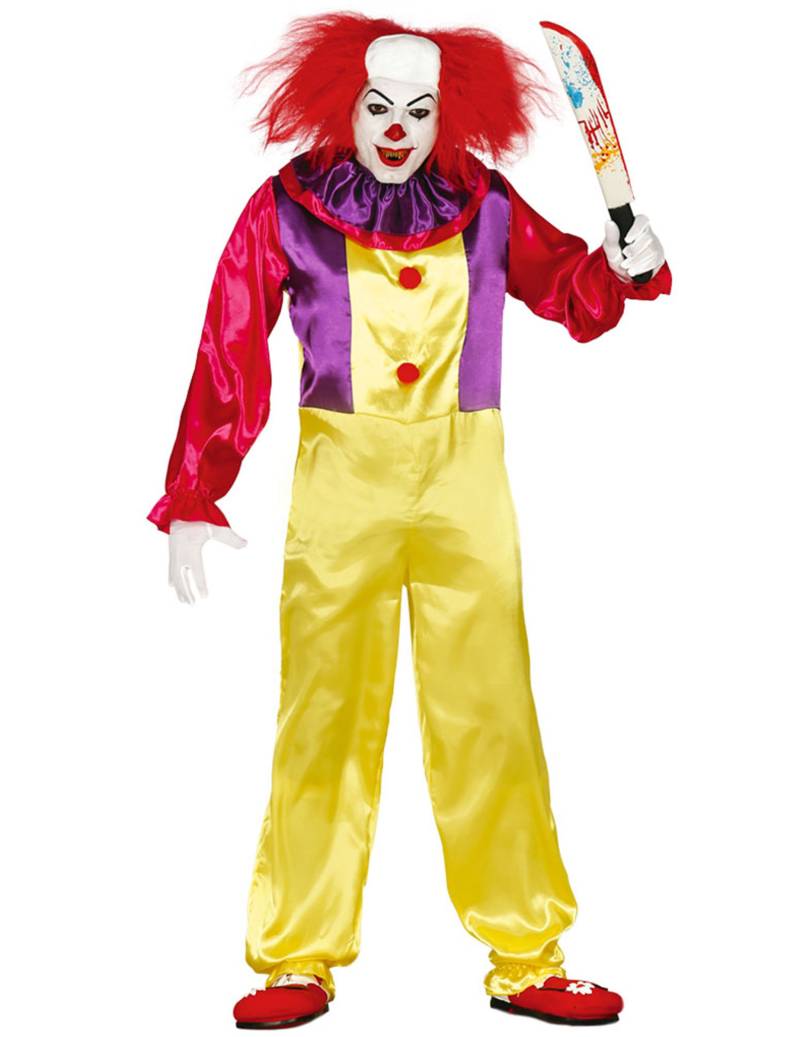 Horrorclown-Kostüm Halloweenkostüm gelb-rot von FIESTAS GUIRCA, S.L.