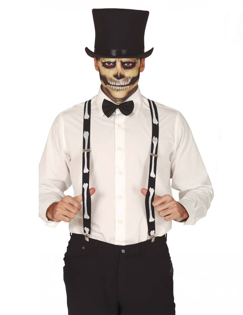 Hosenträger mit Skelett Knochen Motiv für Erwachsene von FIESTAS GUIRCA, S.L.