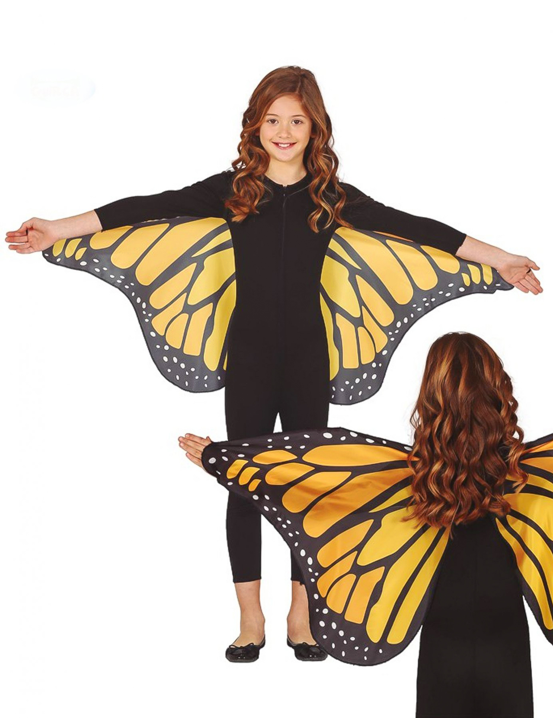 Hübsche Schmetterlingsflügel für Kinder schwarz-orange-weiss 110 x 50 cm von FIESTAS GUIRCA, S.L.