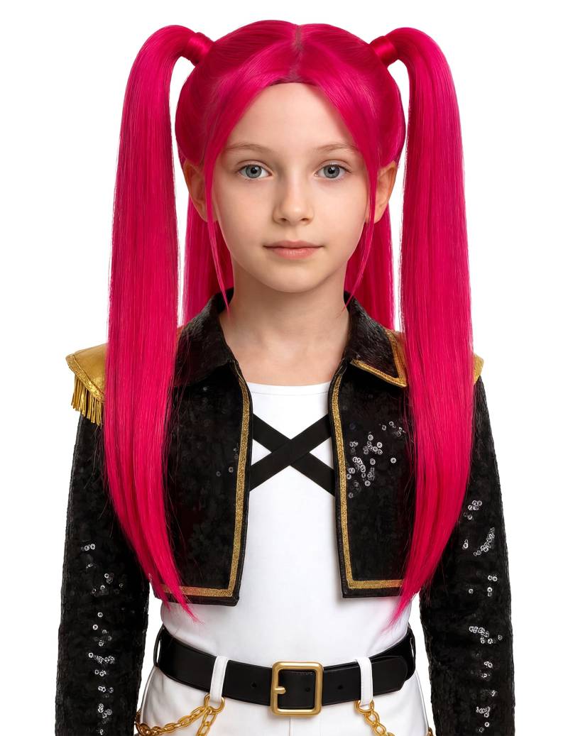 K-Pop Perücke mit Zöpfen für Kinder Pink von FIESTAS GUIRCA, S.L.
