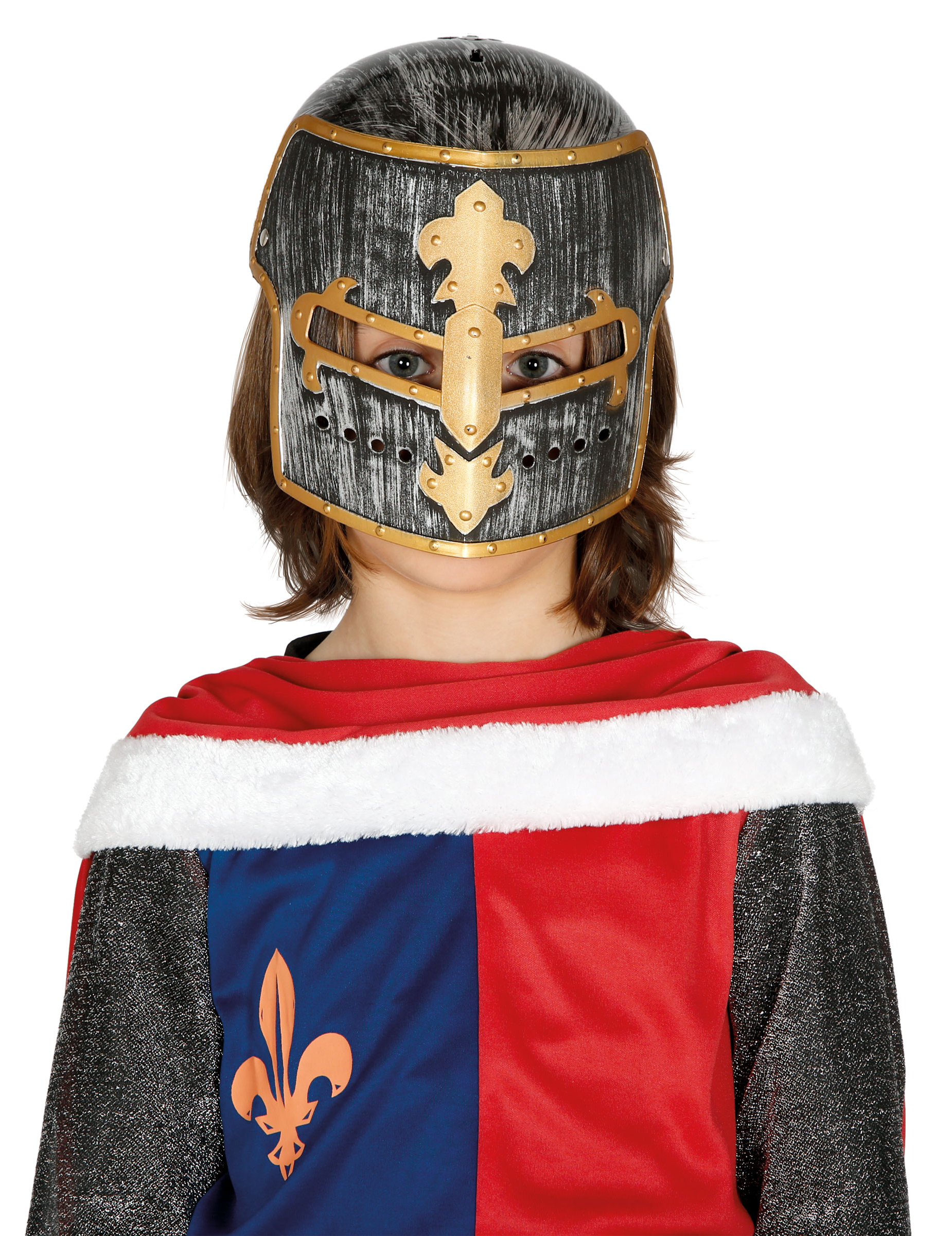 Kinder-Gladiatorenhelm Ritterturnier-Helm Kostüm-Accessoire grau-gold von FIESTAS GUIRCA, S.L.