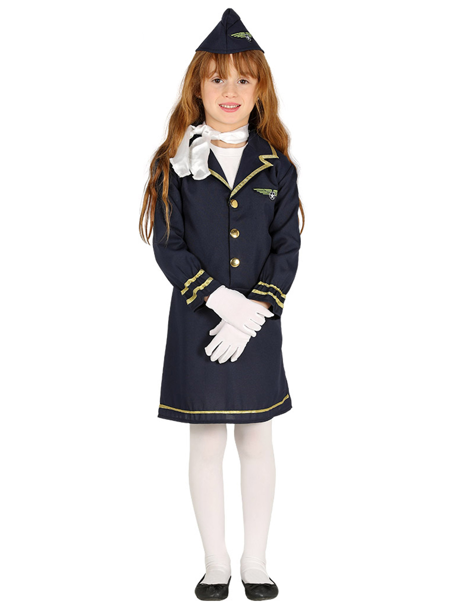 Kinder-Stewardess-Kostüm Karneval-Kostüm für Mädchen blau-gold von FIESTAS GUIRCA, S.L.