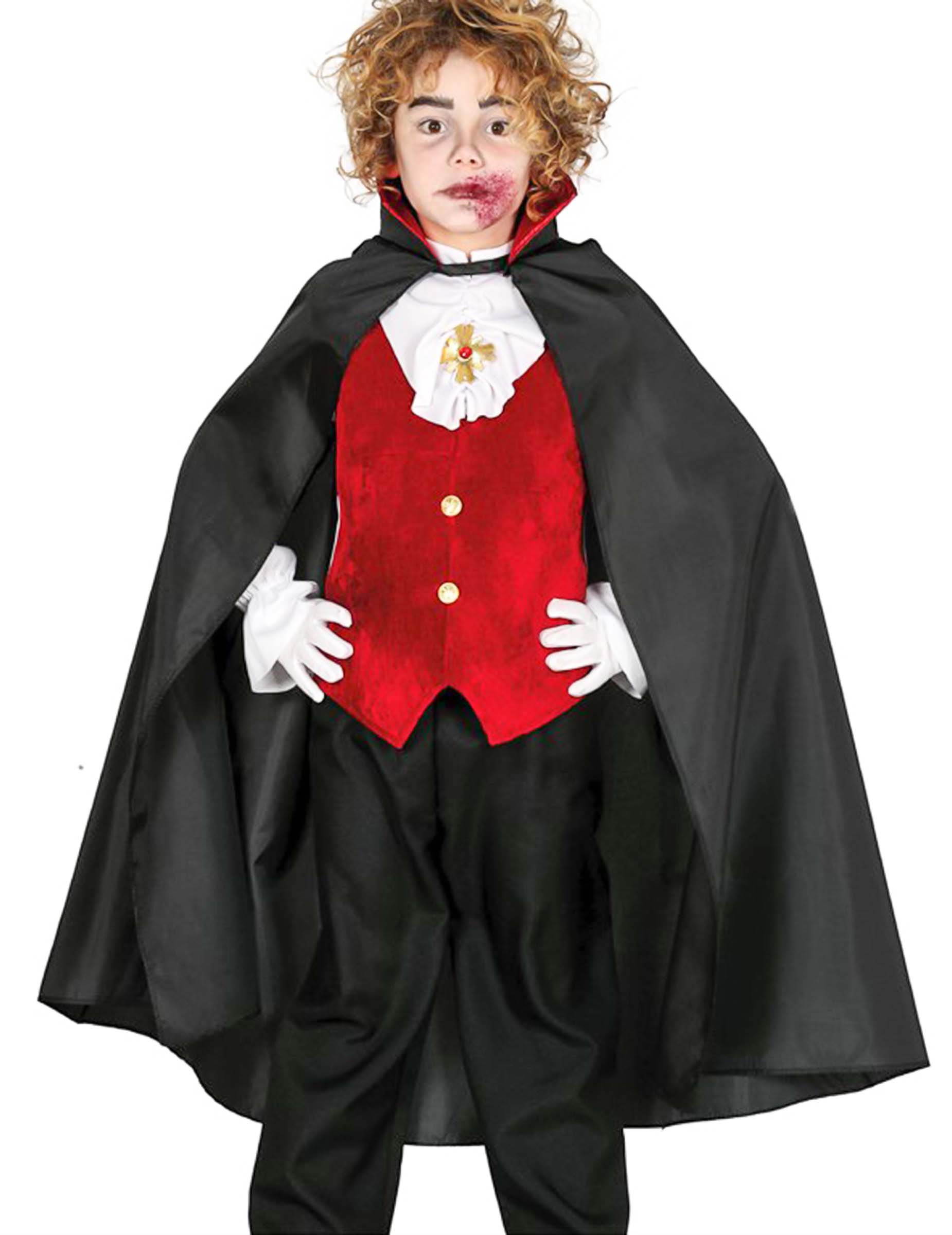 Kinder Vampirumhang Halloween schwarz-rot von FIESTAS GUIRCA, S.L.