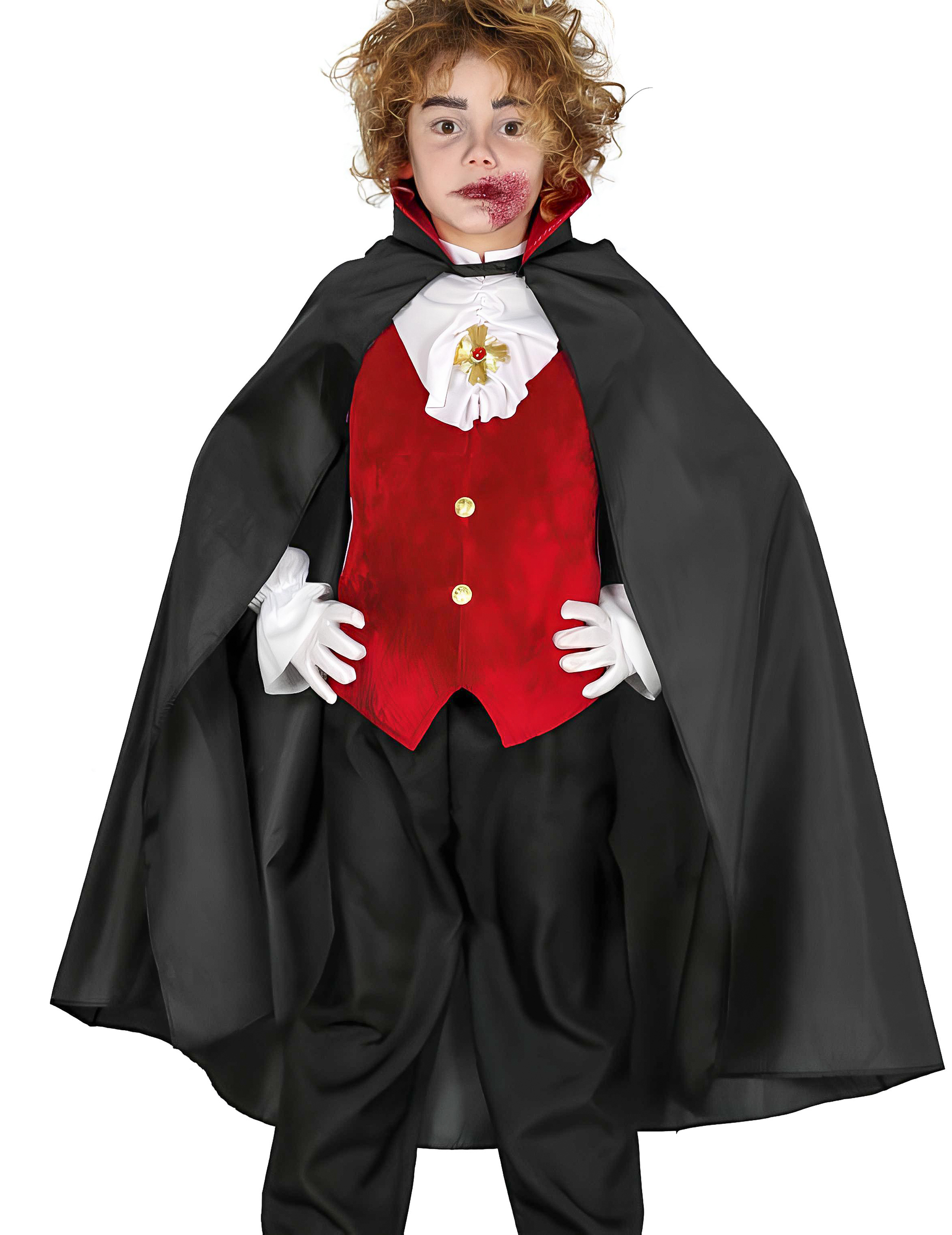 Kinder Vampirumhang Halloween schwarz-rot von FIESTAS GUIRCA, S.L.